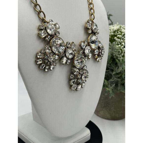 J. Crew Multi Shaped Large Rhinestone Wheels Bling Statement Necklace - Picture 9 of 16